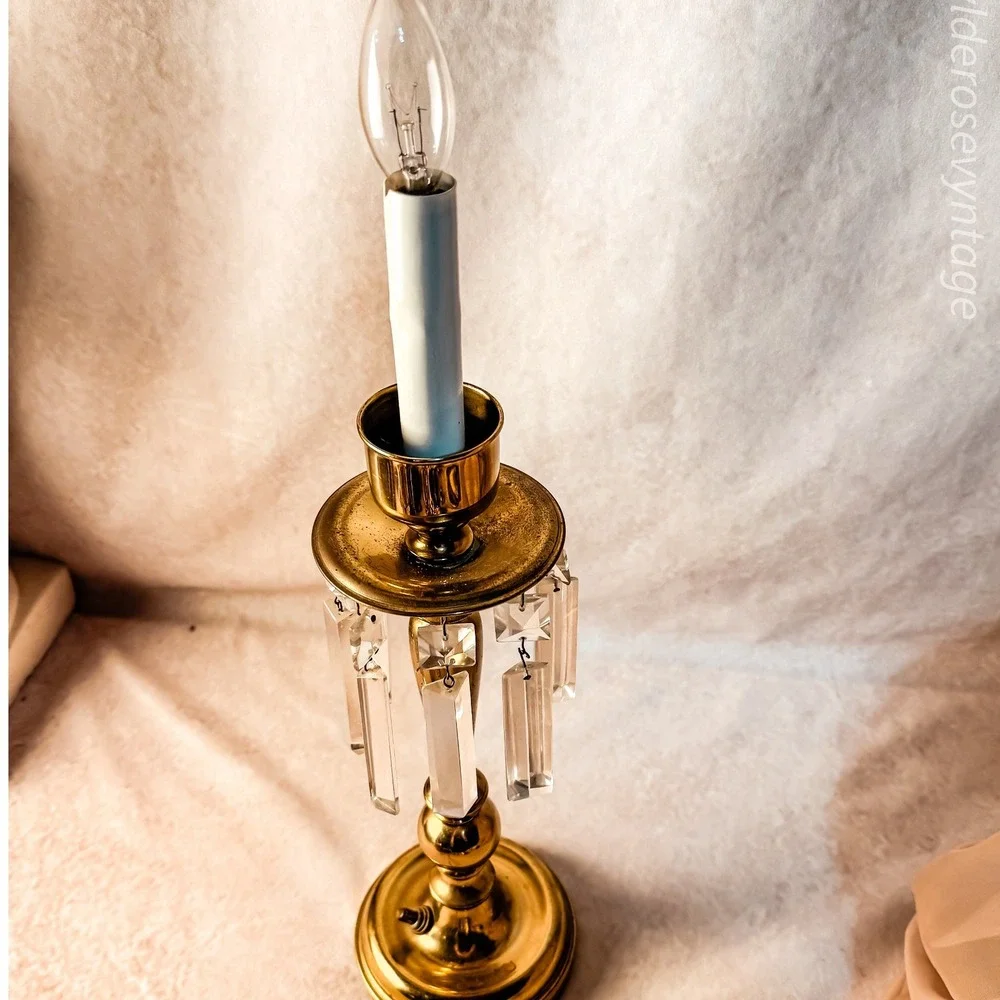 Brass and Crystal Prism Lamp